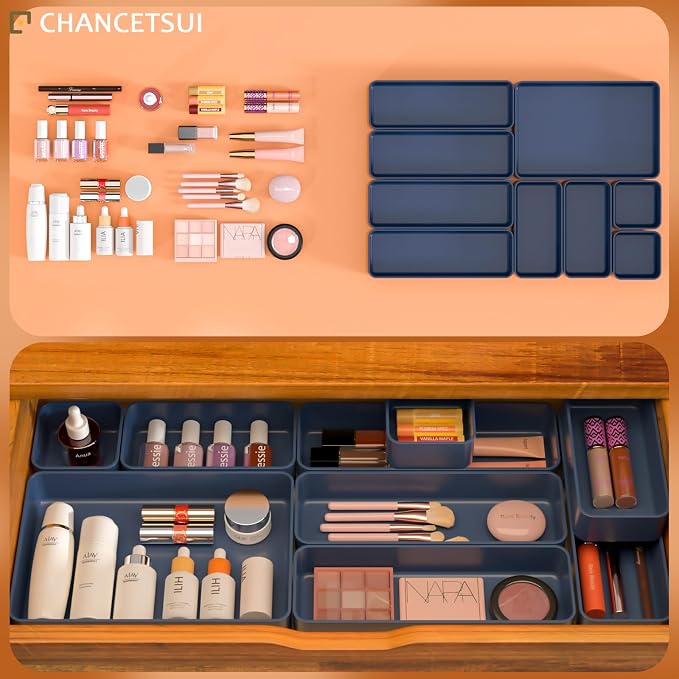 9 Pcs Stackable Drawer Organizer Trays Set, Desk Drawer Organizer Office. - Image 3