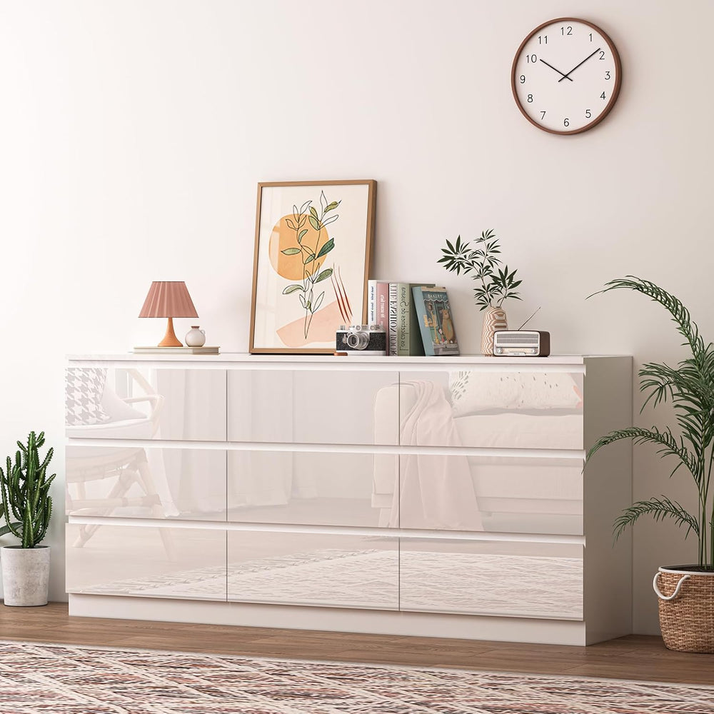 70 INCH 9 Drawers Dresser with Charging Station, Modern Large Dresser with 9 ...