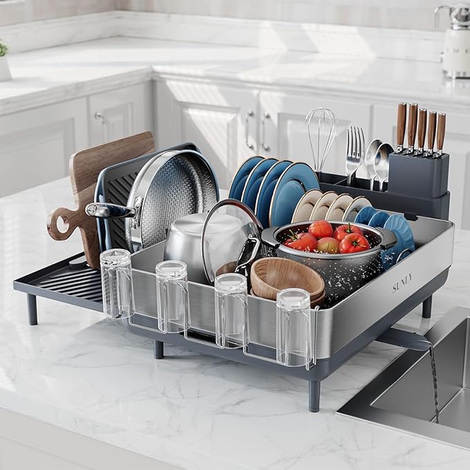 SUNLY Large Dish Drying Rack, Expandable Dish Racks by SUNLYHOME