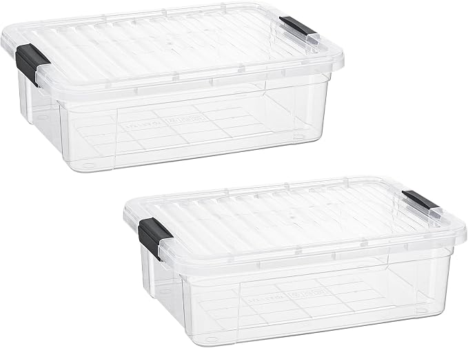 Superio Storage Bins with Lids- 2 Pack, 7.4 Qt Clear Boxes by Superio
