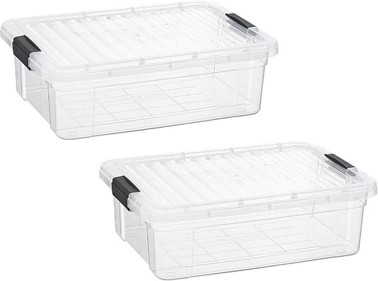Superio Storage Bins with Lids- 2 Pack, 7.4 Qt Clear Boxes by Superio