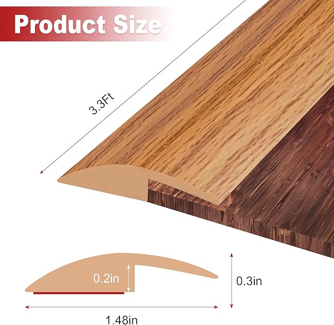 3.3Ft Carpet Floor Transition Strip, Self Adhesive Floor Edging Trim Strip - Image 2