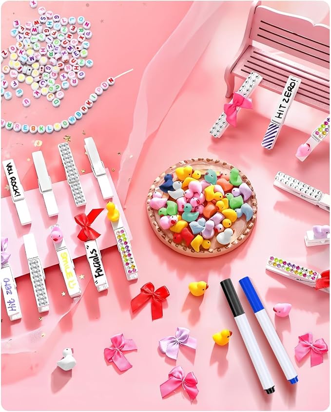 Cheer Pins for Backpack Cheer Stuff Kit 70 White Colored Clothes Pins - Image 8