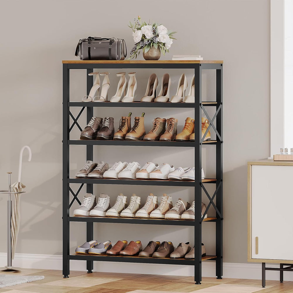 YATINEY 6-Tier Tall Shoe Rack Organizer, Wooden Shoe Storage for Closet Holds...