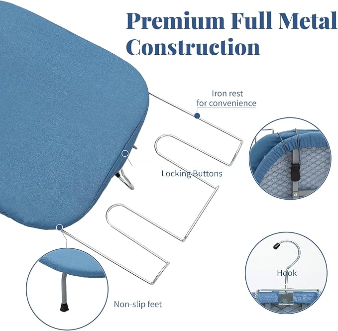 Metal Foldable Iron Board with Iron Holder, RAINHOL Small Ironing Board - Image 5