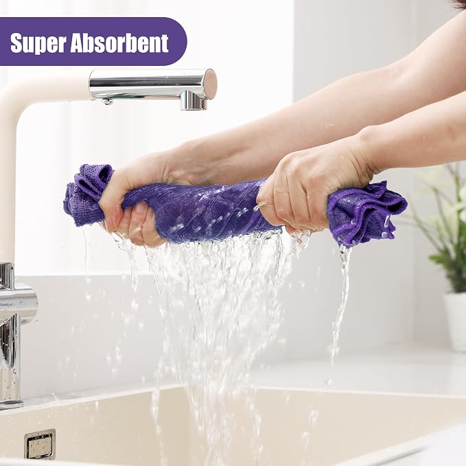 Homaxy Microfiber Kitchen Towels and Dishcloths Set, 12 Pack Soft and Absorbent - Image 3