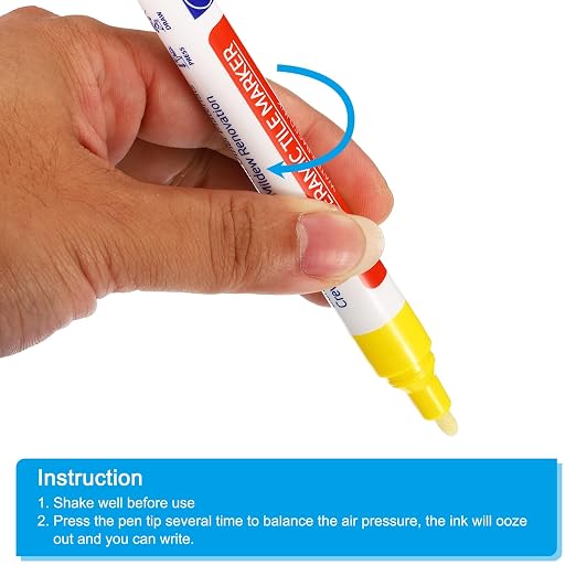 PATIKIL Grout Pen, 4 Pack Yellow Tile Marker Waterproof Grout Sealer Pen Tile - Image 5