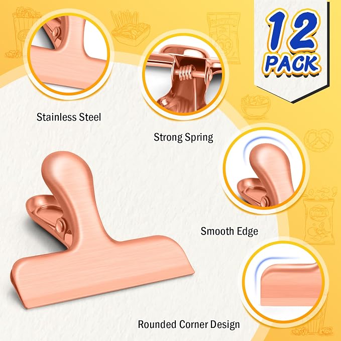 VNDUEEY 12 Pack Stainless Steel Chip Bag Clips, Chip Clips - Image 4