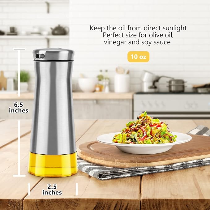 Aelga Olive Oil And Vinegar Dispenser Set -2 Pack Elegant Stainless Steel Oil - Image 5
