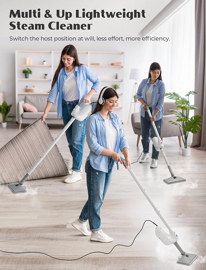 10-in-1 Steam Mop with Detachable Handheld Steamer, 10s Heat-Up, 2-Level Control - Image 2