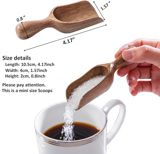 Wooden Scoops for Canisters 6PCS Acacia Wooden Scoop for Jars Mini Measuring - Image 2