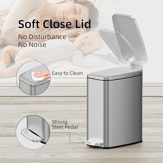 KUK Slim Bathroom Trash Can - Image 4