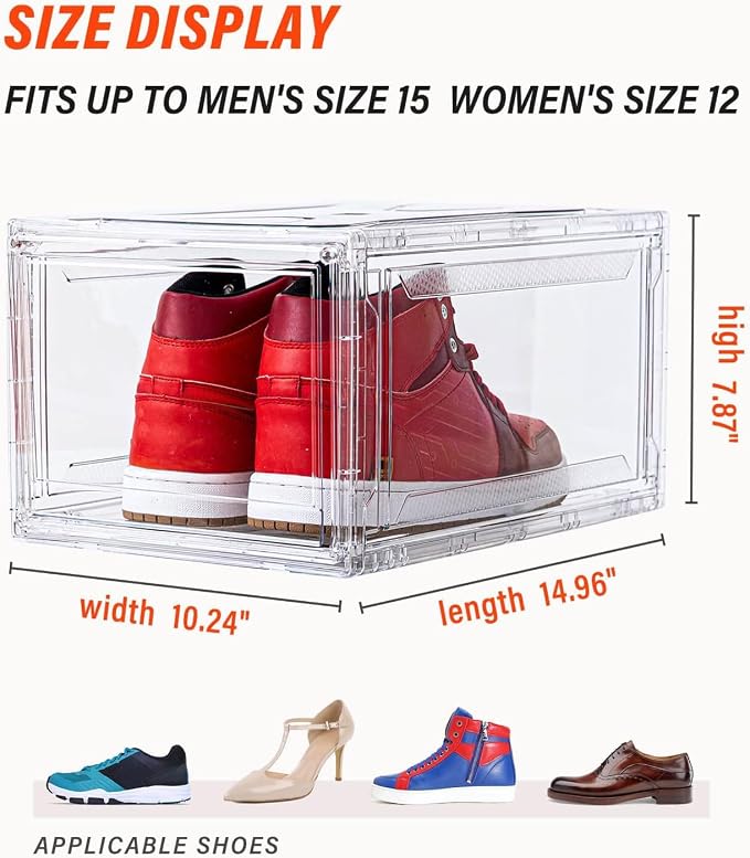 KDOR Shoe Boxes Clear Plastic Stackable 3 Pack Shoe Storage - Image 2
