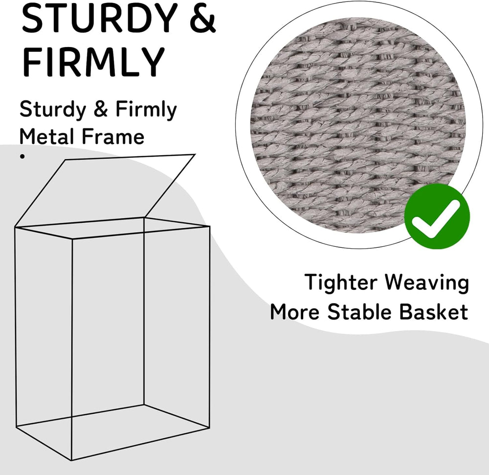 OIAHOMY Laundry Hamper with Lid, 90L(23.8 Gal) Large Wicker Laundry Basket fo...