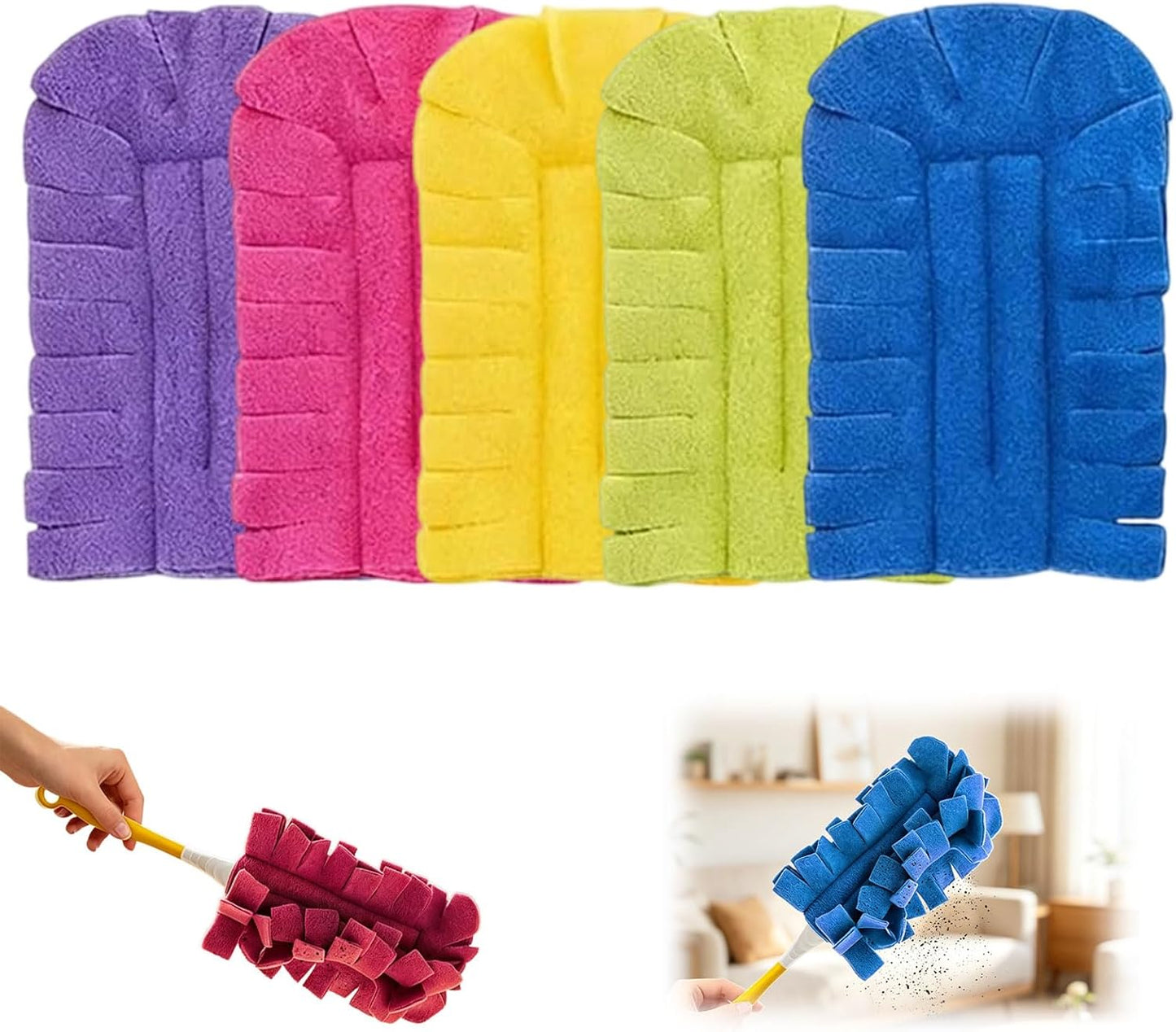 Reusable Duster Refills for Swiffer, 2026 New Washable Heavy Duty Duster Pads, 360° Cleaning Pads for Fan, Window, Blinds, Furniture, Floor (5 pcs)