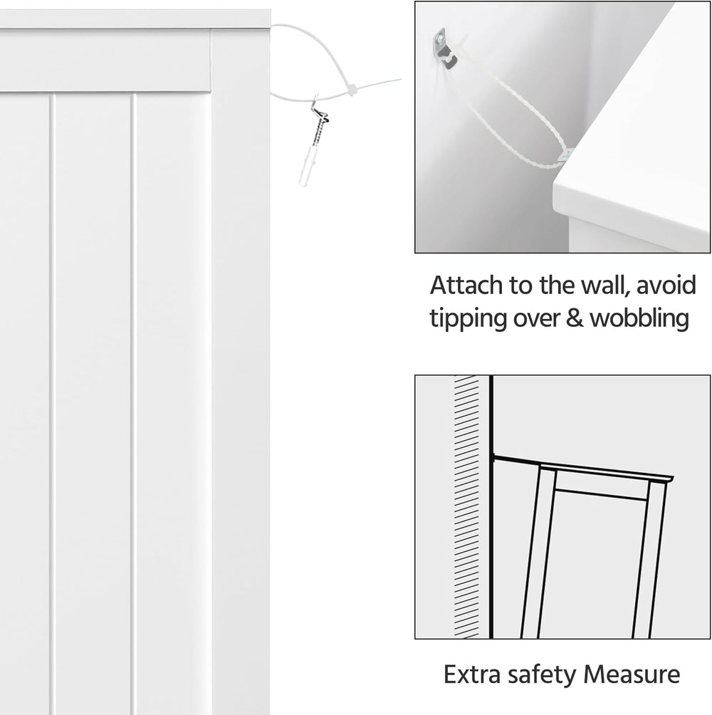 Yaheetech Bathroom Storage Cabinet with 4 Beadboard Drawers and Door, White