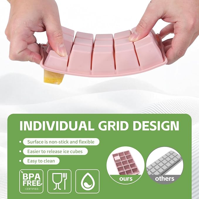 Silicone Ice Cube Tray, 3 Pack Easy-Release Stackable Ice Trays - Image 3