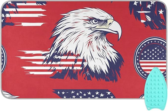 American Flag Bald Eagle Red Ironing Mat by Tatenale
