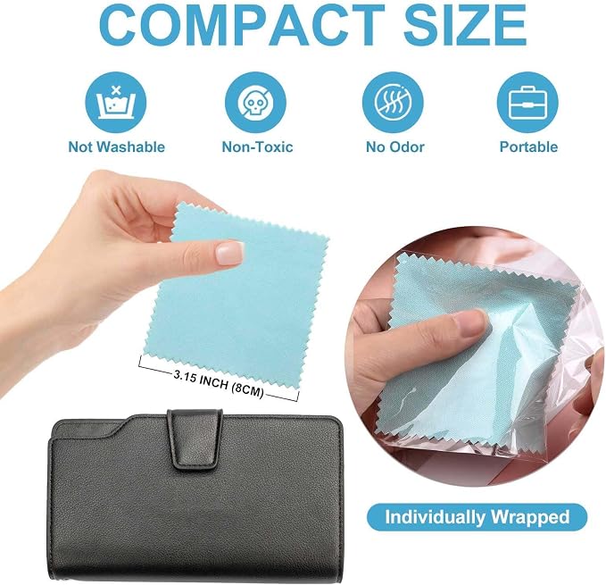 SEVENWELL 100pcs Jewelry Cleaning Cloth Turquoise Polishing Cloth - Image 2