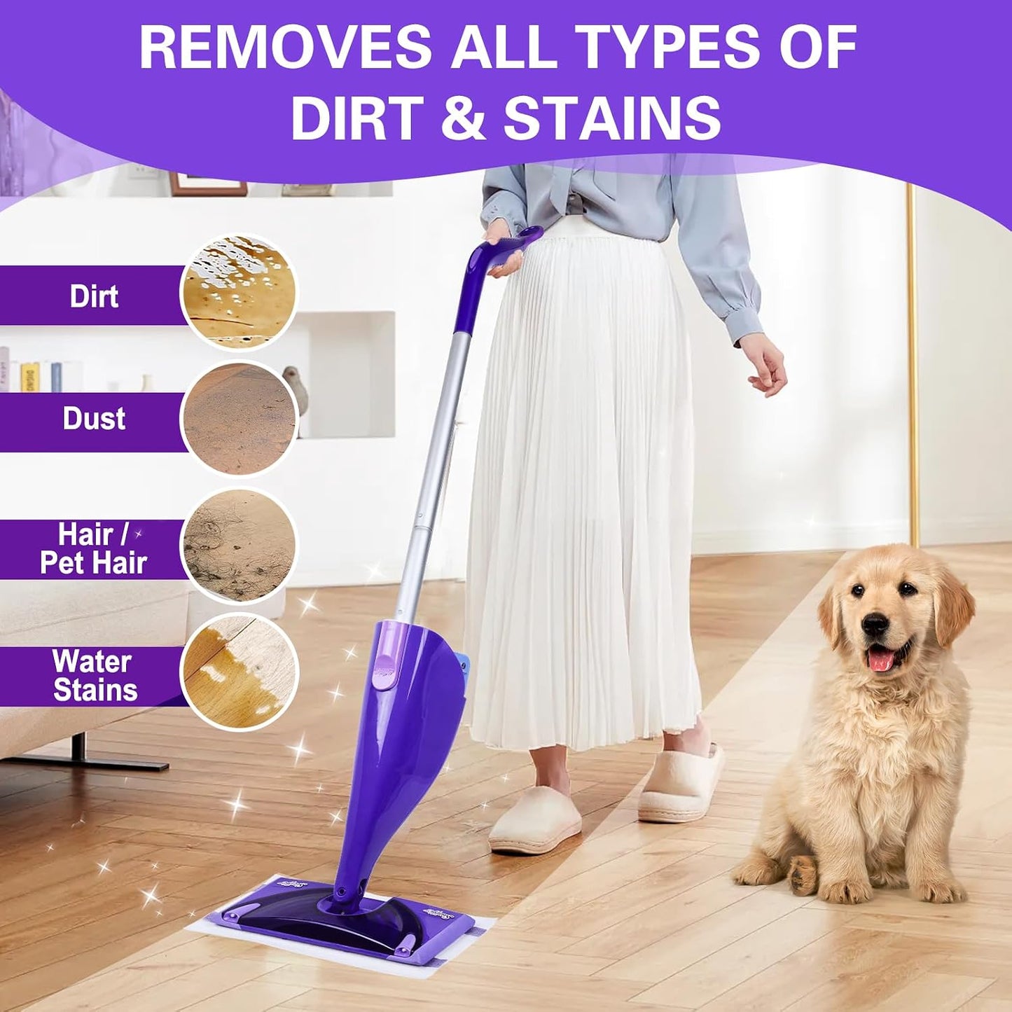 Mop Pads Refills Compatible with WetJet Mop, Disposable Mop Pads for Hardwood Floors, Tile, Laminate & Multi-Surface Cleaning, 100 Pack