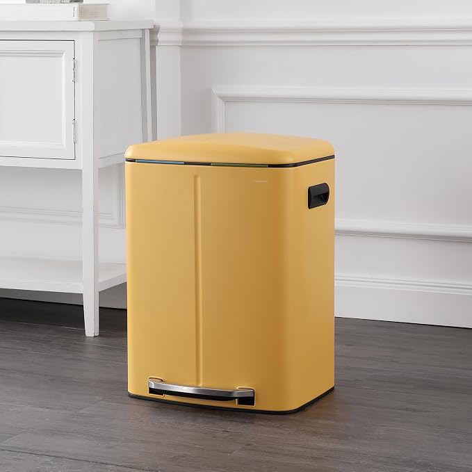 happimess HPM1005L Marco Rectangular 10.6-Gallon Double Bucket Trash Can - Image 2