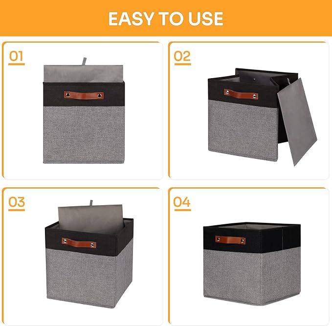 DULLEMELO 12x12 Storage Cubes, Collapsible Sturdy Cube Storage Bins - Image 3