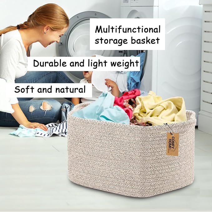 COMFY-HOMI 3PACK Cotton Rope Woven Basket - Image 3