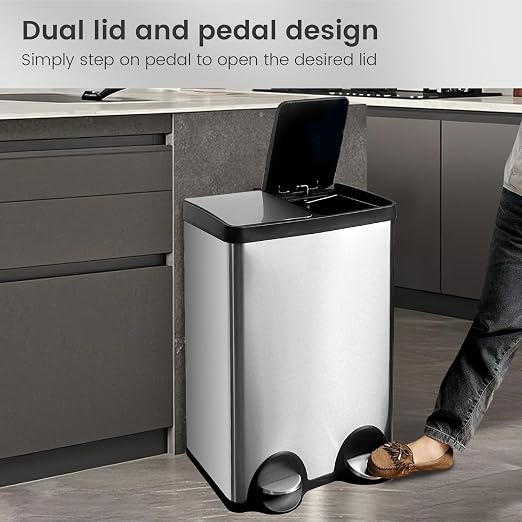 60 Liter 16 Gallon Dual Trash Can, Recycle Bins - Image 5