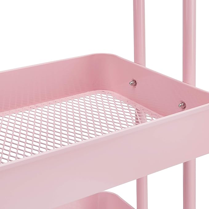 Amazon Basics 3-Tier Rolling Utility or Kitchen Cart, Lockable Wheels, Dusty - Image 3