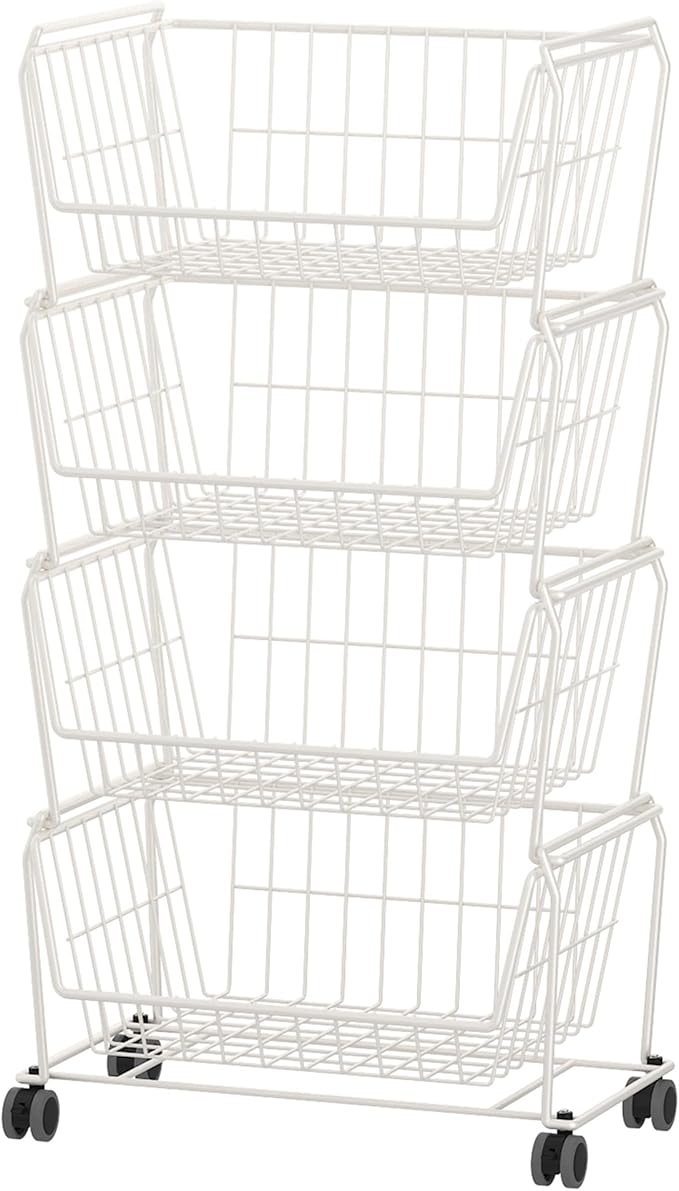 PUSDON Stackable Metal Storage Carts, Dual Use Shelf by PUSDON