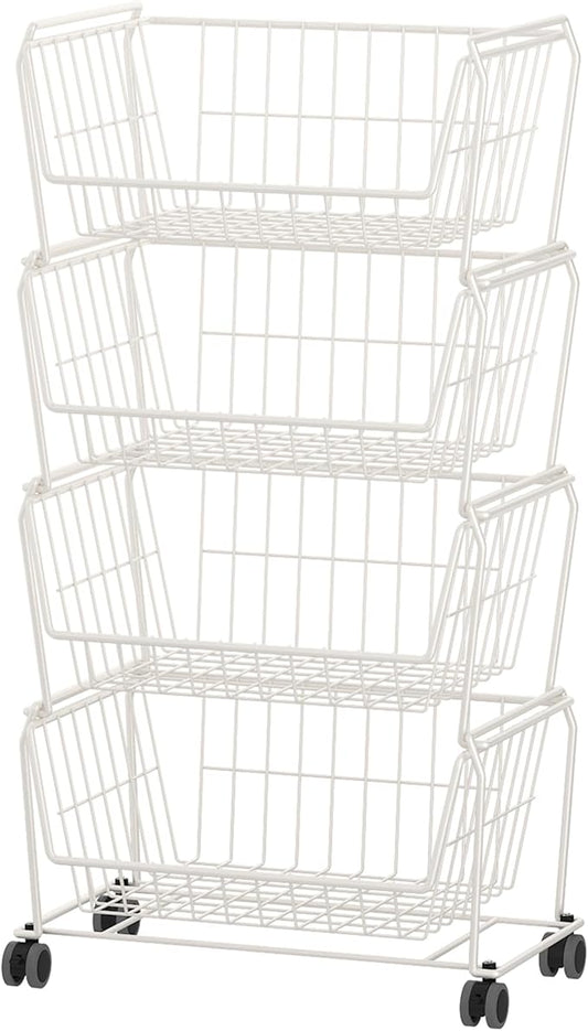 PUSDON Stackable Metal Storage Carts, Dual Use Shelf by PUSDON