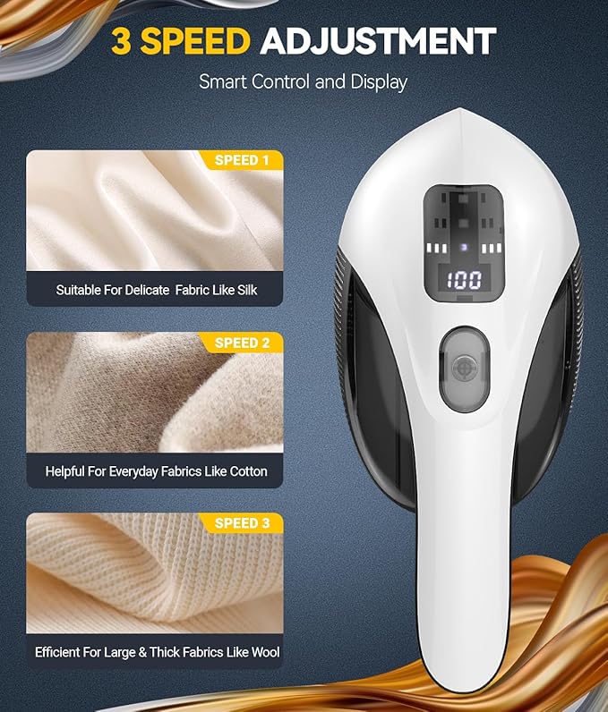 Rechargeable Fabric Shaver and Lint Remover, 3-Speed Adjustable Sweater Shaver - Image 4