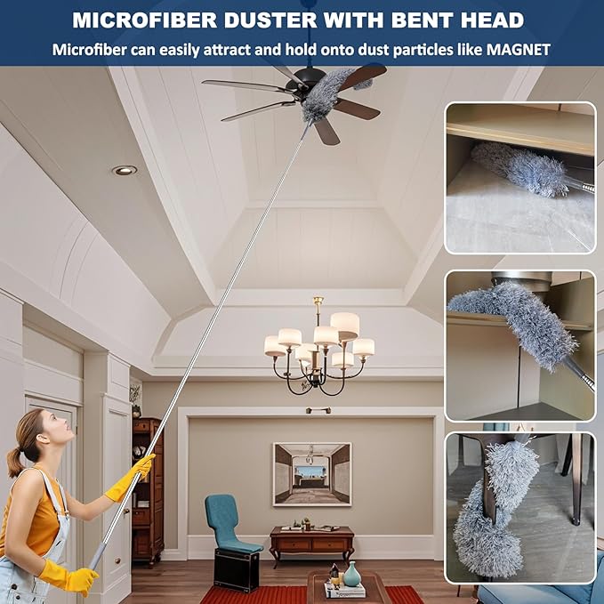 100 Inch Retractable Gap Dust Cleaner Cleaning Tools & Microfiber Feather - Image 5