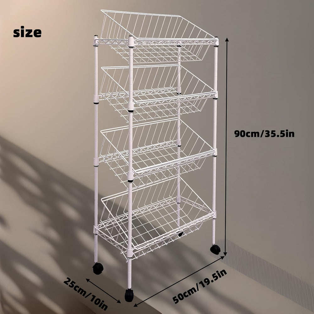 NSF white 4-layer storage rack, kitchen basket rack, vegetable tableware sort...