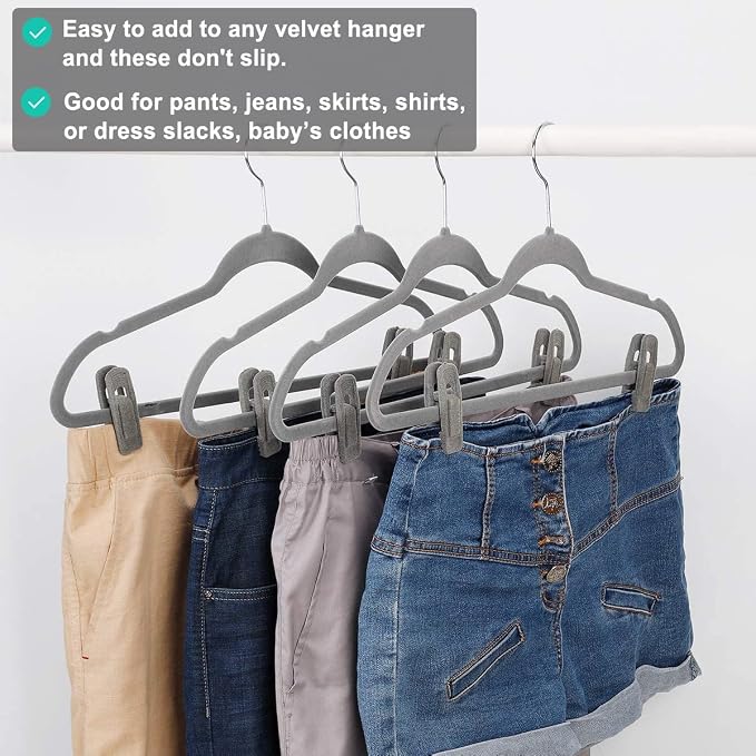 Grey Velvet Hanger Clips - Image 4