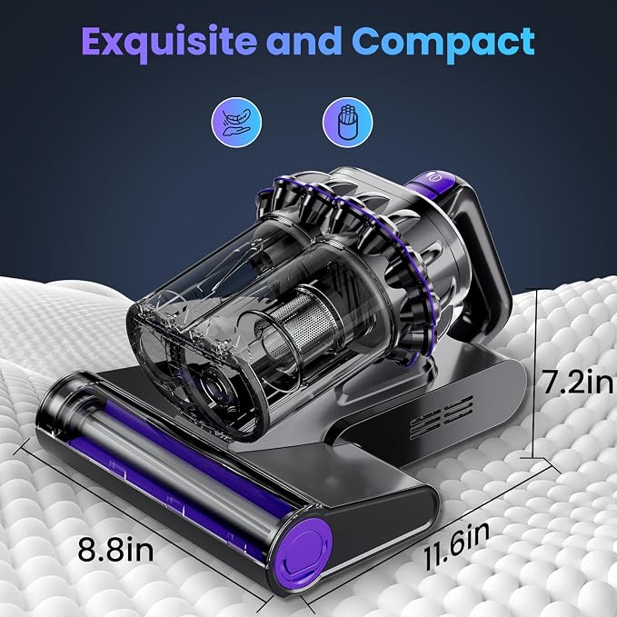 Mattress Vacuum Cleaner, 16Kpa Bed Vacuum Vleaner 253.7nm UV-C Light, 145°F Heat - Image 8