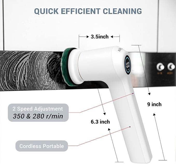 AIRSEE Electric Spin Scrubber, Cordless Power Rotating Brush, 2 Speeds - Image 6