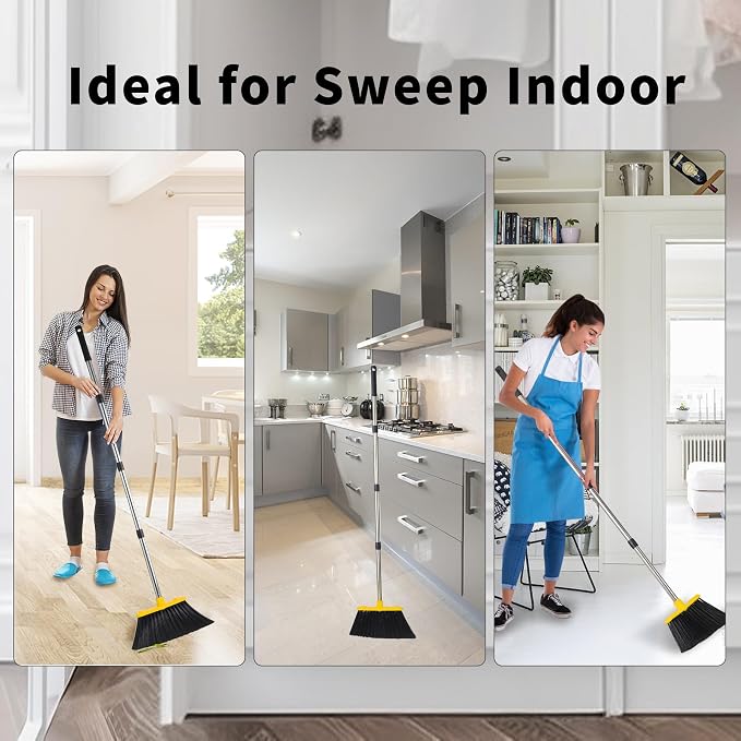 Broom with Dustpan Combo Set, Brooms and Dustpans Sets with 51'' Long Handle - Image 7