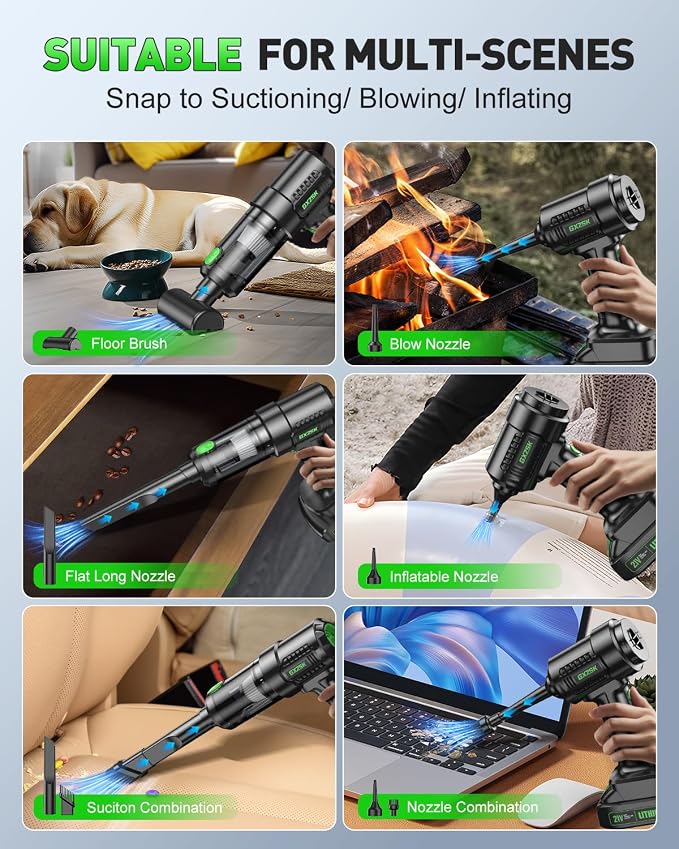 Handheld Car Vacuum Cleaner Cordless 18000PA, 2 in 1 Air Duster & Vacuum Cleaner - Image 6