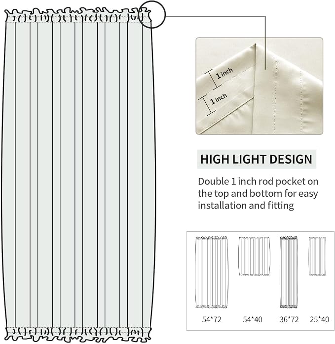 DWCN French Door Curtains – Rod Pocket Thermal Blackout Curtain - Image 3