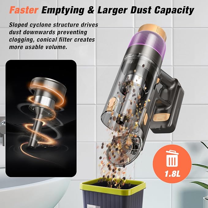Cordless Vacuum Cleaner, 580W 48KPA 70 Mins Vacuum Cleaners - Image 7