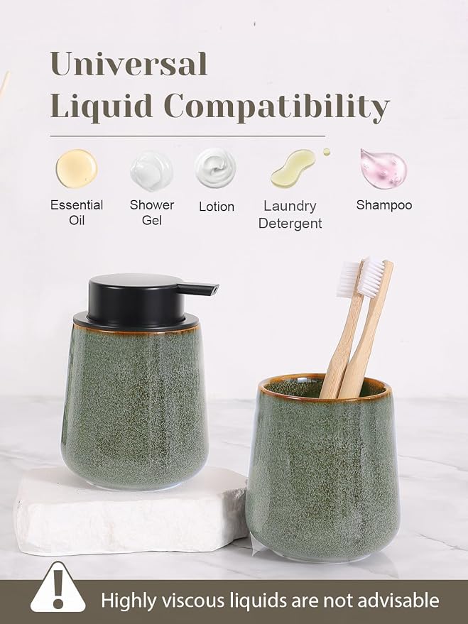 INGOFIN Ceramic Lotion Dispenser - 12 oz Refillable Hand Soap Dispenser Bathroom - Image 7