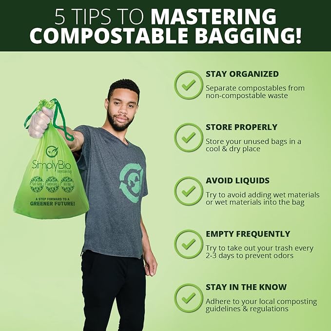 Simply Bio 3 Gallon Compostable Trash Bags Liners Drawstring, Heavy Duty Extra - Image 7