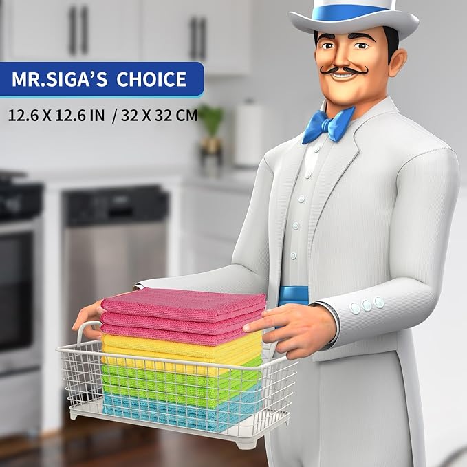 MR.SIGA Microfiber Cleaning Cloth, Size:12.6" x 12.6" - Image 2