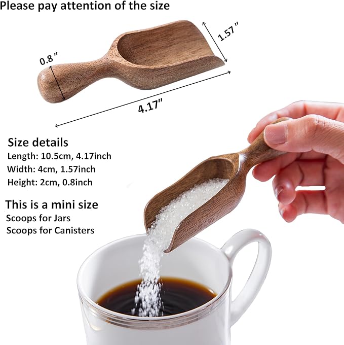 Wooden Scoops for Canisters 4PCS Acacia Wooden Scoop for Jars Mini Measuring - Image 2