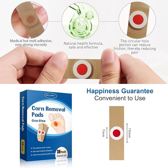 38 Count Corn Removal Pads for Feet and Toe, Corn Plasters Feet Remover for - Image 2