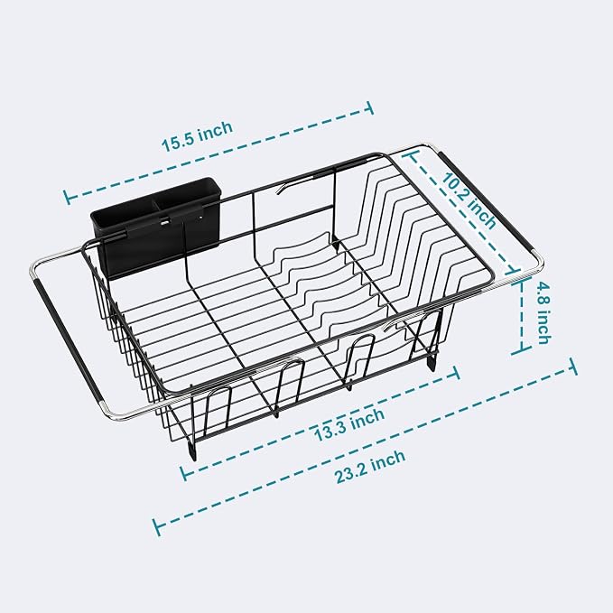 JASIWAY Dish Drying Rack in Sink, Over The Sink Colander Strainer Basket - Image 6