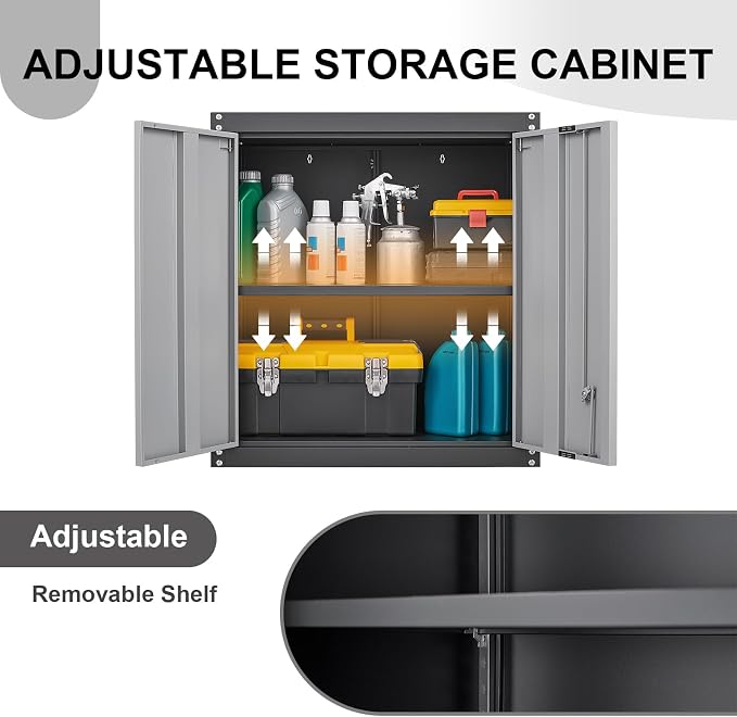 Metal Wall Cabinet, Garage Cabinets Wall Mounted, Locking Storage - Image 5