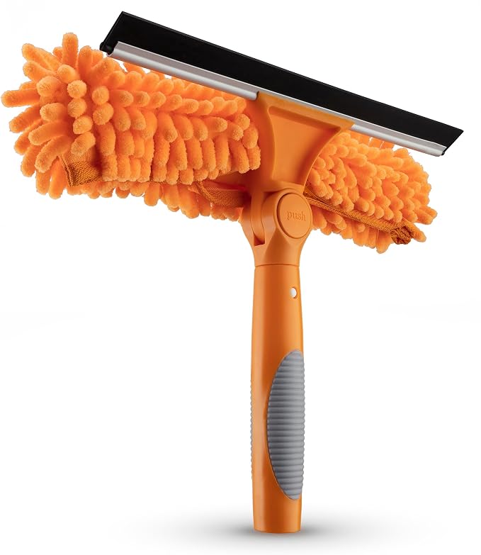 Window Squeegee and Microfiber Scrubber 2-in-1 Combo // Multi-Angle Window by EXTEND-A-REACH