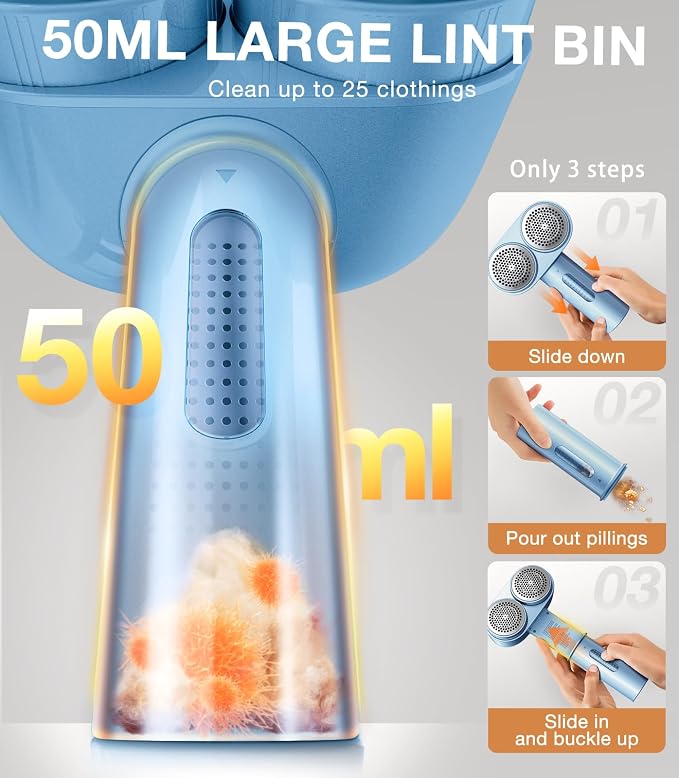TORRAS Dual-Head Fabric Shaver, Longest Durability & 50ml Large Capacity - Image 4